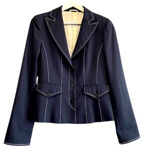 Gianfranco Ferreira Studio Italian Made Blue  White Blazer  Suit Jacket Size 4